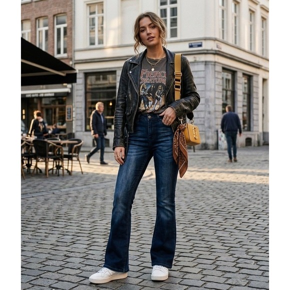 KanCan Denim - KanCan Dark Wash Flare Women's Small Jeans Tall Whiskered High‎ Rise Denim
